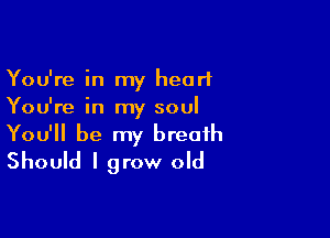 You're in my heart
You're in my soul

You'll be my breath
Should I grow old