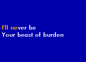 I'll never be

Your beast of burden