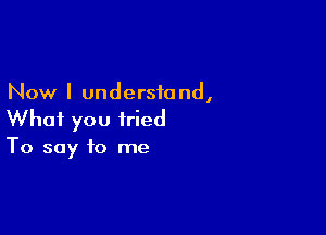 Now I understand,

What you tried
To say to me