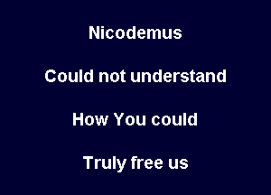 Nicodemus

Could not understand

How You could

Truly free us