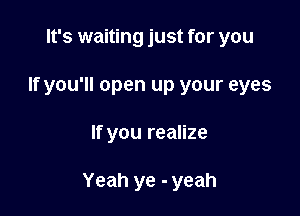 It's waiting just for you
If you'll open up your eyes

If you realize

Yeah ye - yeah