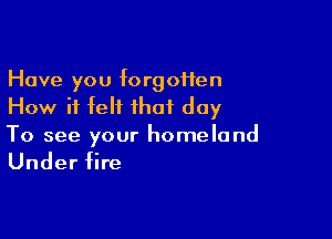 Have you forgoHen
How it felt that day

To see your homeland

Under fire