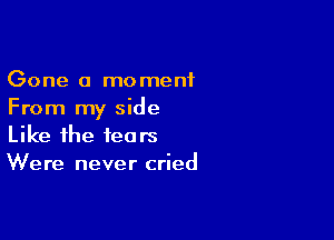 Gone a moment
From my side

Like the tears
Were never cried