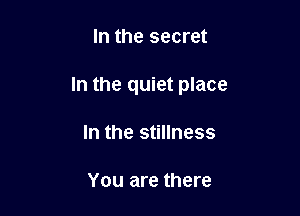 In the secret

In the quiet place

In the stillness

You are there