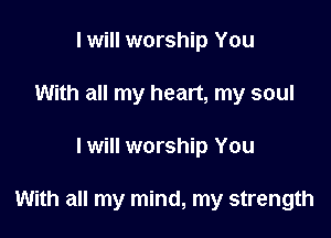 I will worship You
With all my heart, my soul

I will worship You

With all my mind, my strength