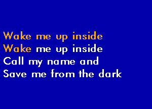 Wake me up inside
Wake me up inside

Call my name and
Save me from the dark