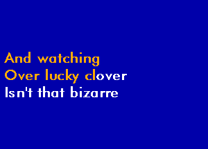 And watching

Over lucky clover
Isn't that bizarre