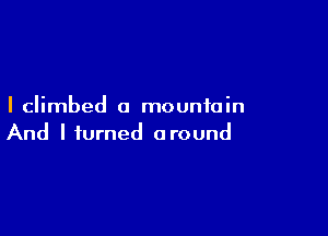 I climbed a mountain

And I turned around