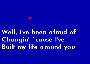 Well, I've been afraid of

Changin' cause I've
Built my life around you