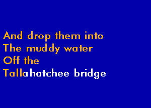 And drop them into
The muddy wafer

Off the
Talla haichee bridge