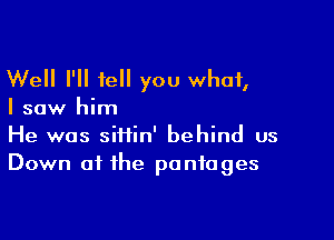 Well I'll tell you what,

I saw him

He was siftin' behind us
Down at the pontoges