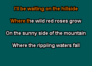 I'll be waiting on the hillside
Where the wild red roses grow
0n the sunny side ofthe mountain

Where the rippling waters fall