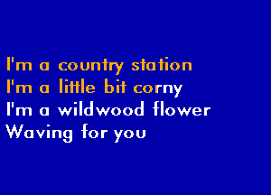 I'm a country station
I'm a Iiiile bit corny

I'm a wildwood flower
Waving for you
