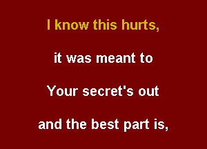 I know this hurts,
it was meant to

Your secret's out

and the best part is,
