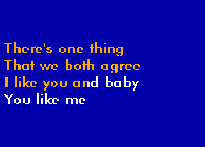 There's one thing
That we both agree

I like you and baby
You like me