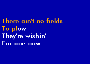 There ain't no fields
To plow

They're wishin'
For one now