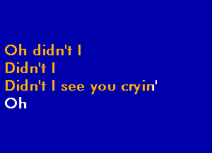 Oh didn't I
Didn't I

Didn't I see you cryin'
Oh