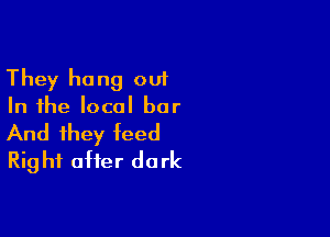 They hang out
In the local bar

And they feed
Rig hf after do rk