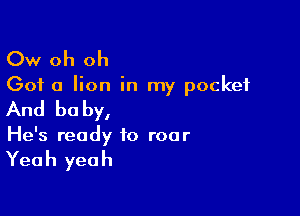 Ow oh oh

Got a lion in my pocket

And be by,

He's ready to roar

Yea h yea h