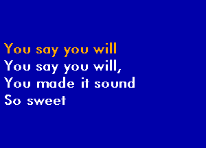 You say you will
You say you will,

You made it sound
So sweet