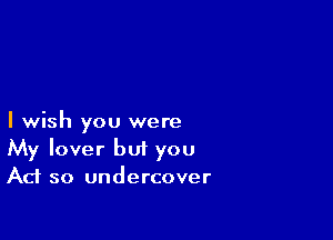 I wish you were
My lover but you
Act so undercover