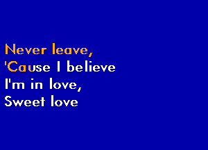 Never leave,
'Cause I believe

I'm in love,
Sweet love