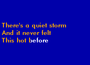 There's a quiet storm

And it never felt
This hot before