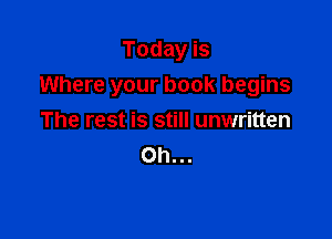 Today is
Where your book begins

The rest is still unwritten
0h...