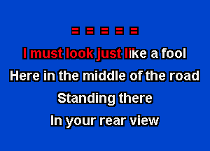 I must look just like a fool

Here in the middle of the road
Standing there
In your rear view