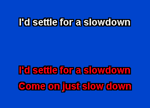 I'd settle for a slowdown

I'd settle for a slowdown

Come on just slow down