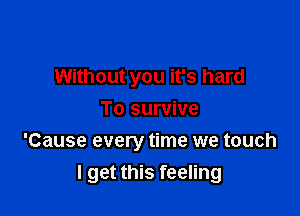 Without you it's hard
To survive

'Cause every time we touch
I get this feeling