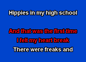 Hippies in my high school

And that was the first time
I felt my heart break
There were freaks and