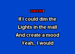 lfl could dim the

Lights in the mall

And create a mood
Yeah, lwould