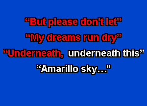 But please don't lef,
le dreams run er

Wndemeath, underneath thiy
Mmarillo sky...