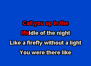 Call you up in the
Middle of the night

Like a firefly without a light

You were there like