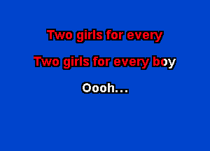 Two girls for every

Two girls for every boy

Oooh...