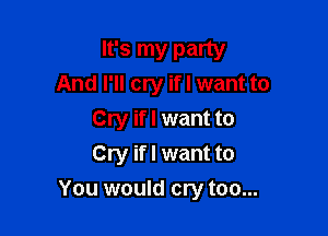 It's my party
And I'll cry ifl want to

Cry ifl want to
Cry ifl want to
You would cry too...