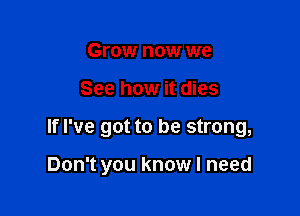 Grow now we

See how it dies

If I've got to be strong,

Don't you know I need