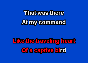 That was there

At my command

Like the traveling heart
Of a captive bird