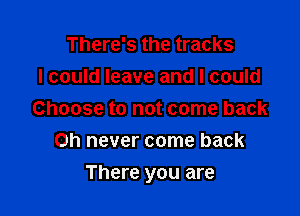 There's the tracks
I could leave and I could
Choose to not come back
Oh never come back

There you are