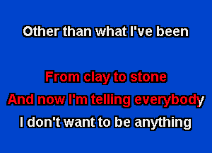 Other than what I've been

From clay to stone
And now I'm telling everybody
I don't want to be anything