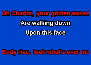 Oh Chariot, your golden waves
Are walking down
Upon this face

Body rise, look what's over me