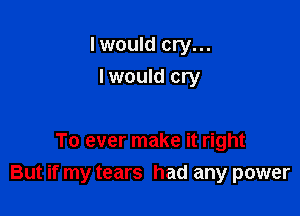 I would cry...
I would cry

To ever make it right
But if my tears had any power