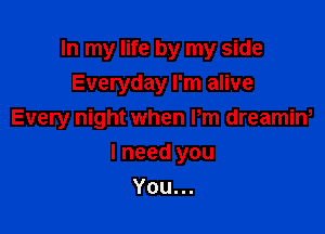 In my life by my side
Everyday I'm alive

Every night when Pm dreamiw

I need you
You...
