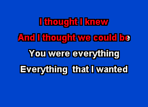 lthought I knew
And I thought we could be

You were everything
Everything that I wanted