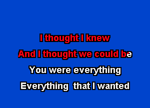 lthought I knew
And I thought we could be

You were everything
Everything that I wanted