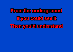 From the underground
If you could see it

Then you'd understand