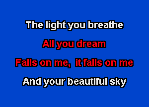 The light you breathe
All you dream

Falls on me, it falls on me

And your beautiful sky