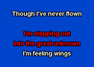 Though I've never flown

I'm stepping out
Into the great unknown

I'm feeling wings
