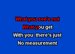 What you see's not
What you get

With you there'sjust

No measurement